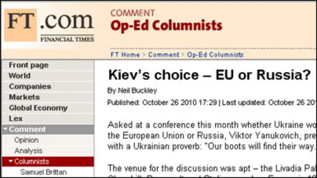 Файненшл Таймс нагадує президентові російську приказку про те, що апетит приходить під час їжі.