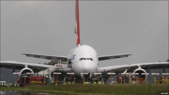 A380 diparkir di bandara Changi Singapura