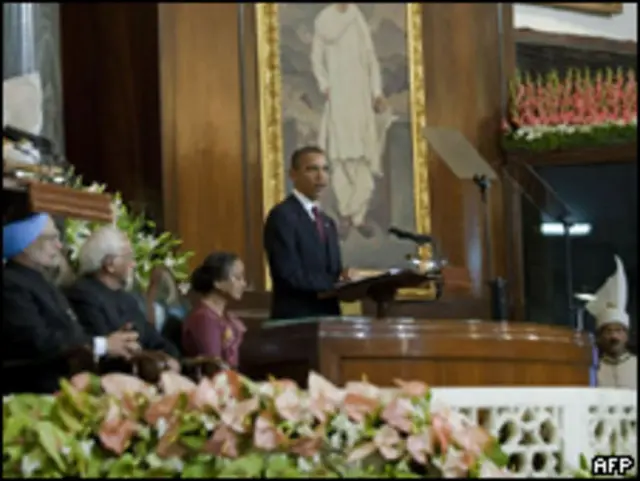 Presiden Barack Obama di parlemen India