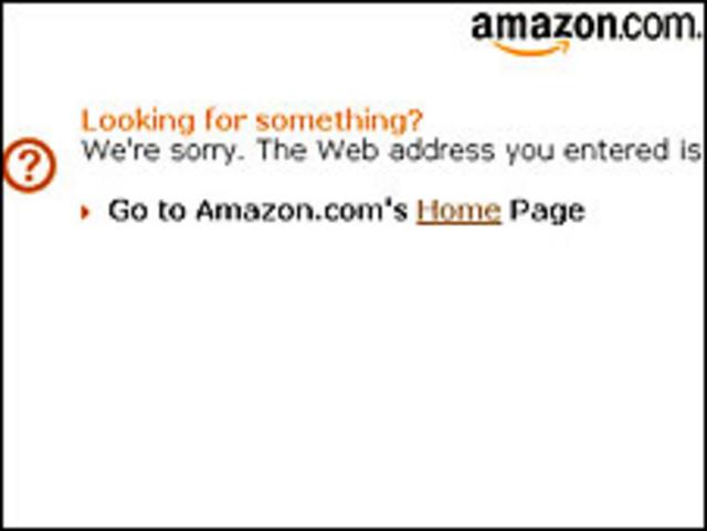 Página de error 404 en Amazon