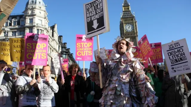 حدثت احتجاجات في السابق على خفض الانفاق الحكومي 