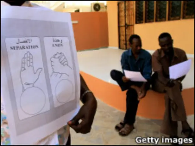 شعاري الوحدة والانفصال في أوراق التصويت