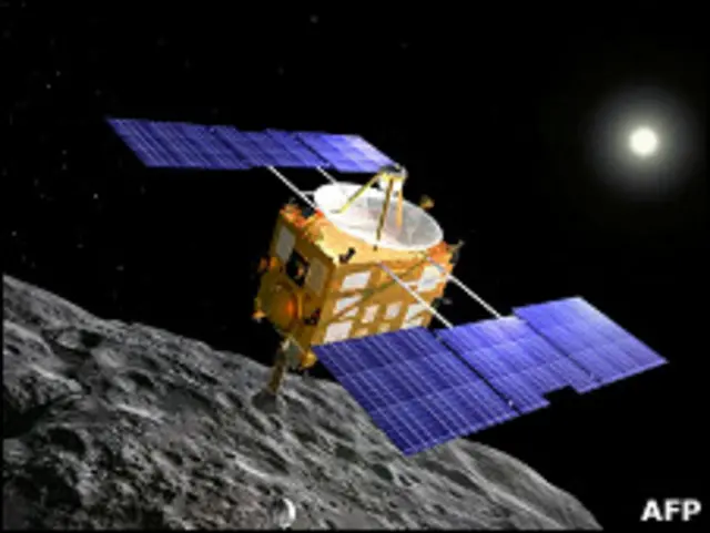 Зонд Хаябуса рядом с астероидом Итокава