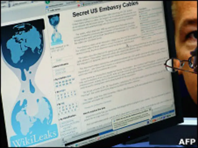 Экран компьютера, на котором показывается страница сайта Wikileaks