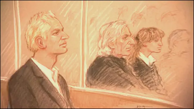 Sketsa Julian Assange di pengadilan London