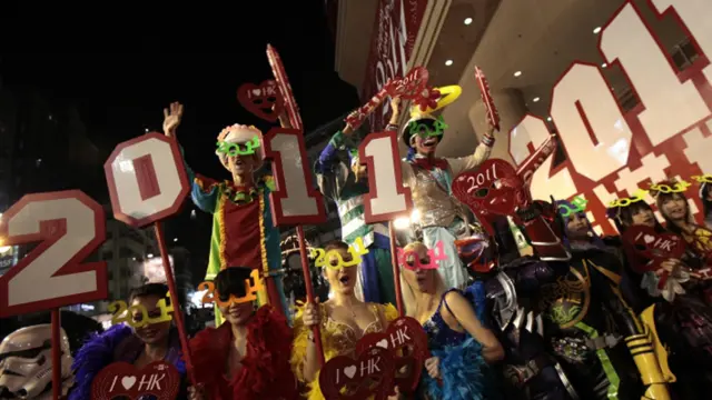 په هانګ کانګ کې خلک د نوي کال یا کریسمس خوښي لمانځي.