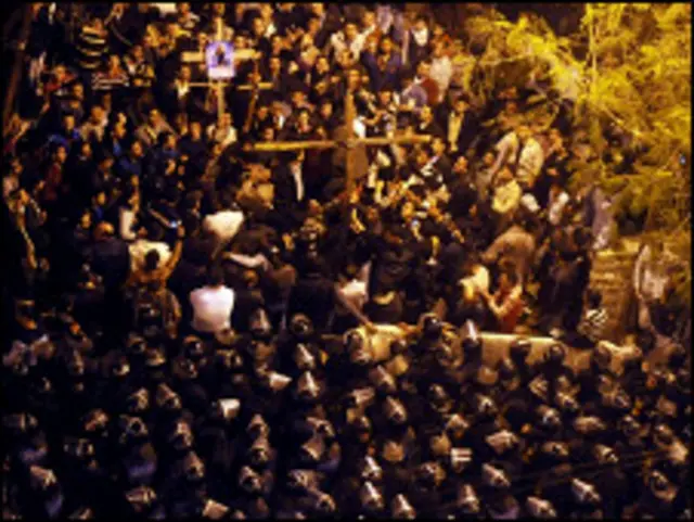 Aksi unjuk rasa warga Koptik MInggu (2/1)