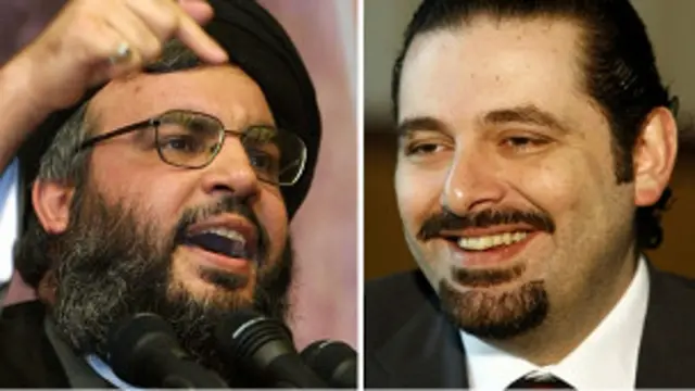 سعد الحريري (يمين) وحسن نصر الله