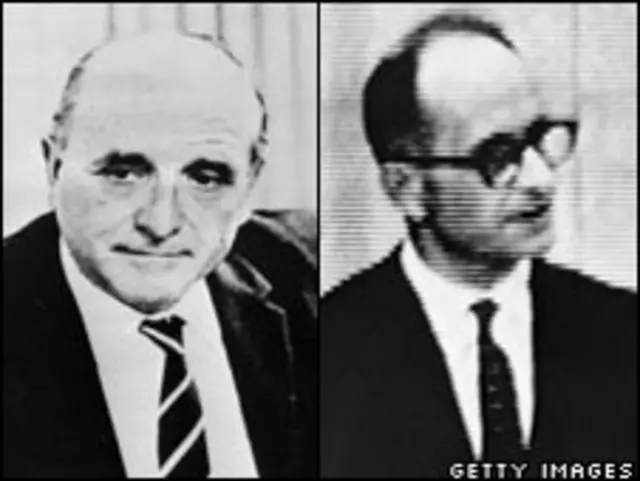 Klaus Barbie en 1972 y Adolf Eichman en 1961