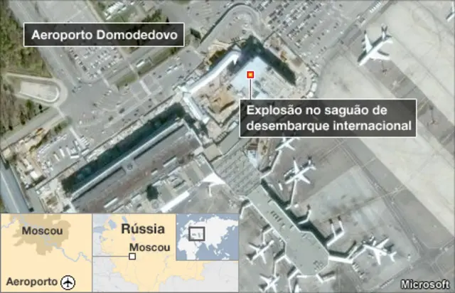 Mapa do local atingido pela explosão desta segunda-feira