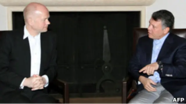 Menlu Inggris William Hague dan Raja Abdullah dari Yordania 