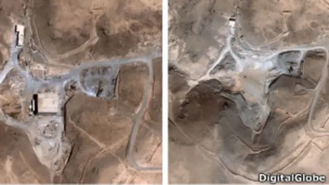 موقع الكبر السوري قبل وبعد التدمير