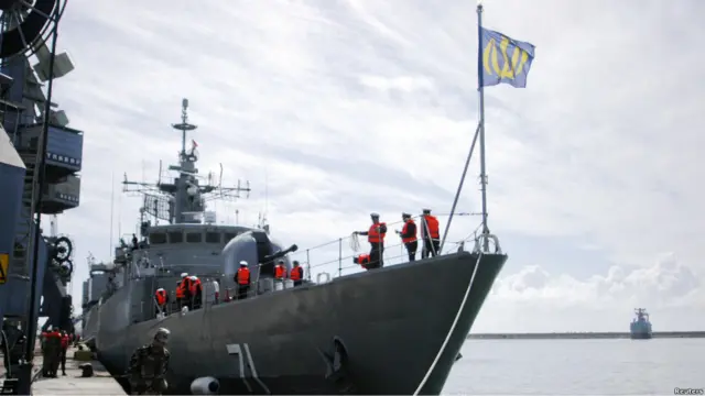 Kapal perang Iran, Alvand, di pelabuhan Latakia di Suriah, 25 Februari 2011