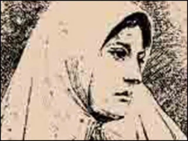 طرحی از چهره "زرین‌تاج"، از زنان پیشرو ایران که اشعارش  نقش مهمی در ثبت آزادگی و توانایی‌های زنان ایران داشت.