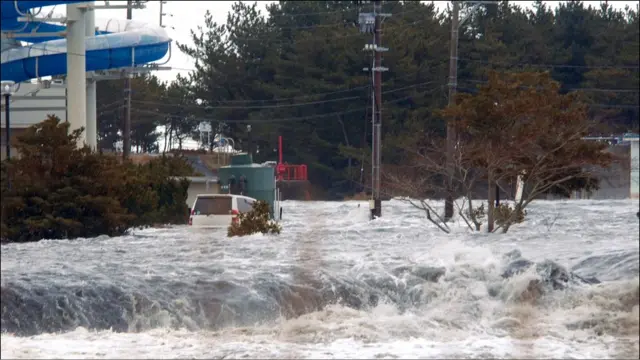 海水侵袭日本福岛县