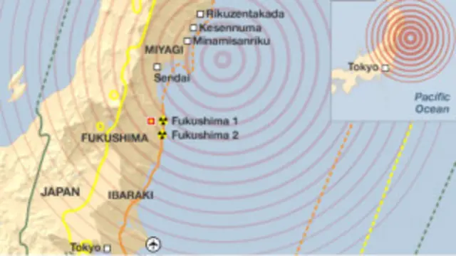 Peta bencana di Sendai