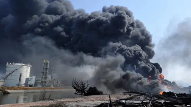 Клубы дыма над городом Тагадзе