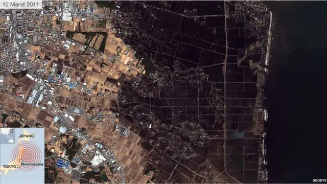 Jepang sebelum dan sesudah gempa, tsunami