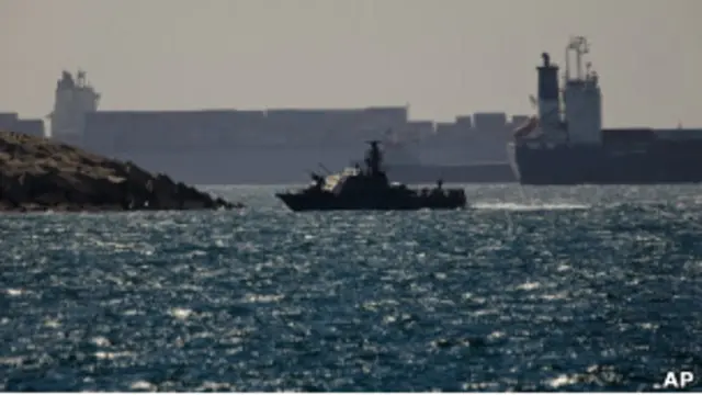 Израильский военный корабль в Средиземном море