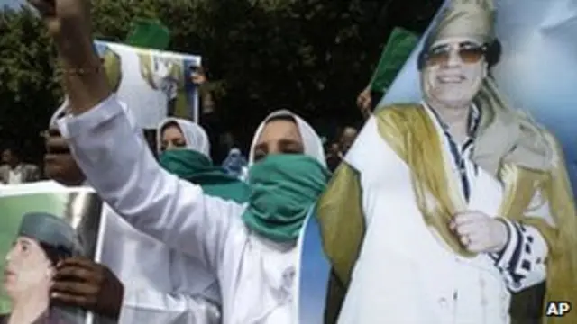 Pendukung Gaddafi di Tripoli