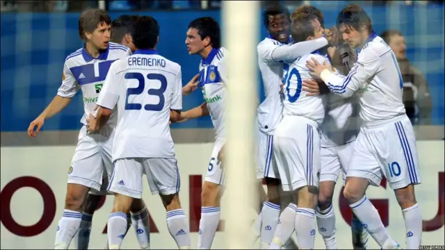 "Динамо" Київ святкує гол. 