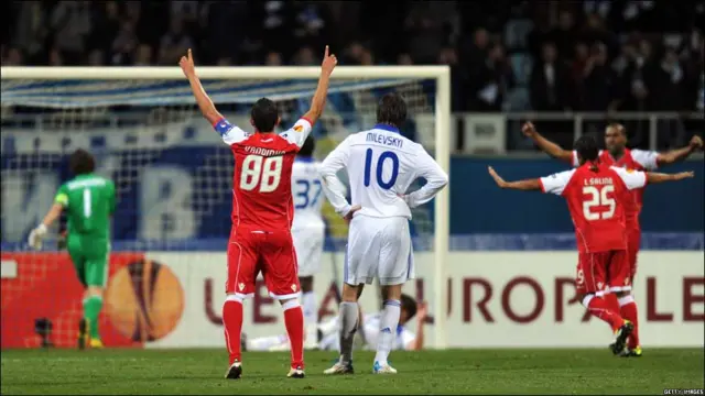 Гол від "Браги" на 13 хв. - м'яч відбився від Гусєва.