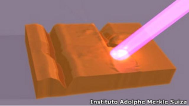 Ilustración de polímero y rayo ultravioleta