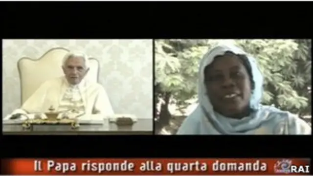 Paus Benediktus menjawab pertanyaan seorang wanita Muslim di Pantai Gading