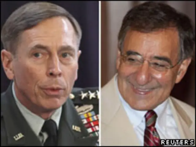 Tướng Petraeus (trái) được cho là sẽ lên thay ông Leon Panetta (phải) trong vị trí lãnh đạo CIA.