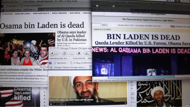 Berita internet tentang penangkapan Osama