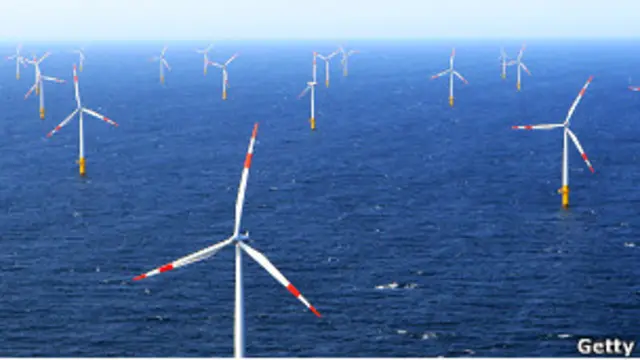 Ветряные турбины у побережья Германии