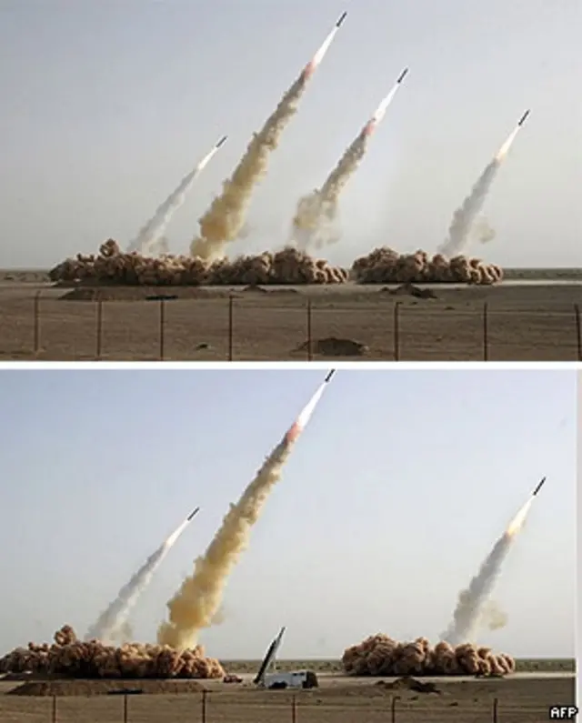 آژانس های خبری خارجی عکسی منتشر کردند (پائین) که نشان می دهد از چهار موشک، یک موشک پرتاب نشده است