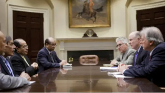 Perwakilan pemberontak disambut di Gedung Putih, tapi AS belum beri pengakuan.