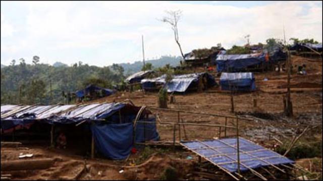 Địa điểm tại bản Huổi Khon, nơi người Hmong biểu tình đặt lán trại (ảnh của TTXVN)