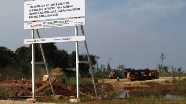 Lokasi proyek pengolahan mineral langka di Gebeng, Kuantan yang tengah dibangun.