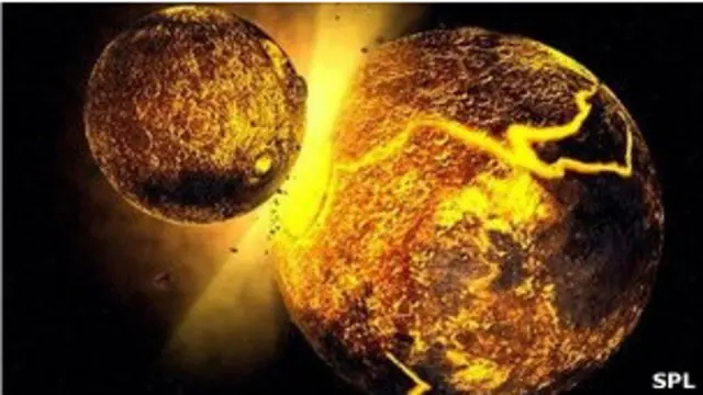 Столкновение Земли с другой планетой (рисунок)