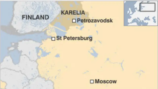 Peta yang menunjukkan lokasi jatuhnya pesawat mililk maskapai RusAir.