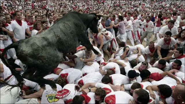 اس میلے میں بیل کے ساتھ لوگ گلیوں اور سڑکوں پر ایک کلو میٹر تک دوڑتے ہیں۔