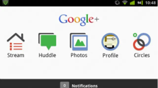 Pantalla de la versión móvil de Google+