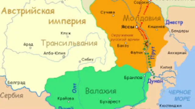 Карта Прутского похода Петра I, 1711г.