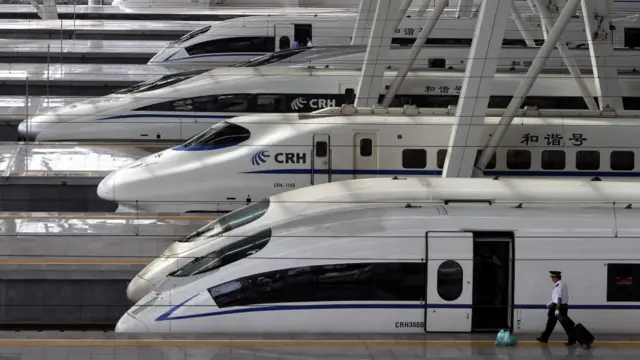 Rangkaian Kereta api cepat Cina di stasiun Beijing