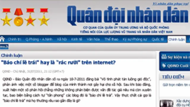 Báo QĐND nhận định blog không phải một lực lượng báo chí