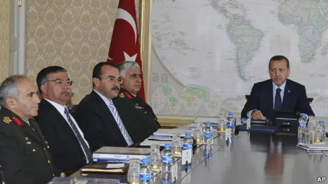 Presiden Turki, Abdullah Gul, dan pimpinan militer Turki