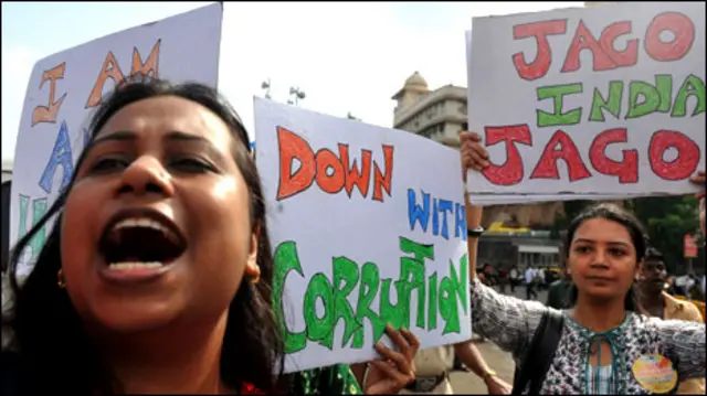 अन्ना के पक्ष में प्रदर्शन