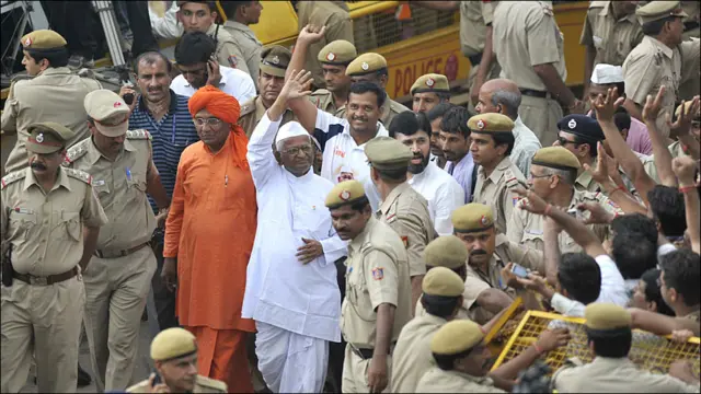 तिहा़ड़ से रामलीला मैदान तक अन्ना की रैली