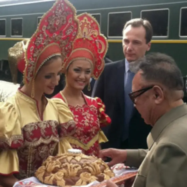 俄羅斯少女歡迎金正日到訪