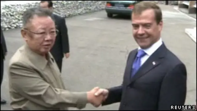 俄羅斯總統梅德韋傑夫與朝鮮領導人金正日