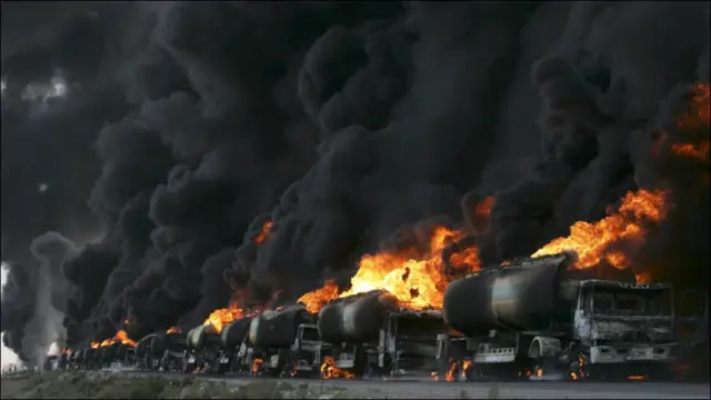 افغانستان میں امریکی اور اتحادی افواج کے لیے تیل لے جانے والے آئل ٹینکرز پر اکثر حملے ہوتے رہے ہیں۔ ایک اندازے کے مطابق تقریباً سات سے آٹھ سو آئل ٹینکرز کو تباہ کیا گیا ہے۔