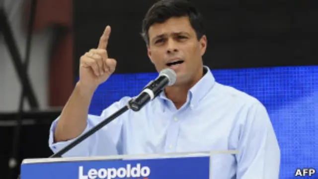 آقای لوپز در جمع طرفدارانش هوگو چاوز را متهم به "پنهان شدن" در پناه سازمان های دولتی کرد