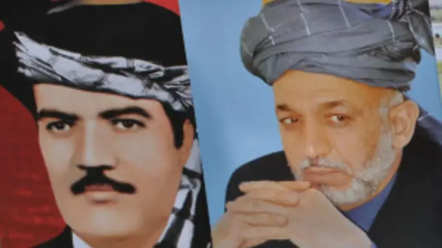 دکترنجیب الله، رئیس جمهوری پیشین و حامد کرزی، رئیس جمهوری کنونی افغانستان 